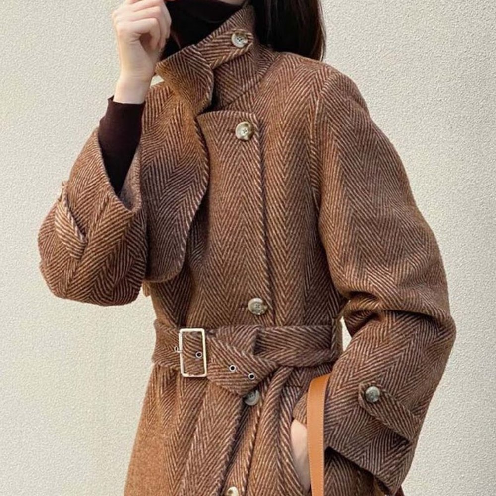 NWT Petite Studio Shelby Brown Wool Coat - XS